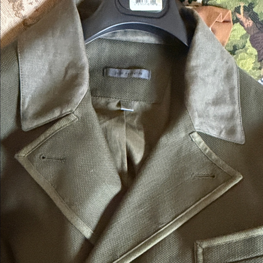John Varvatos Dark Green Double-Breasted Pea Jacket - Picture 8 of 8